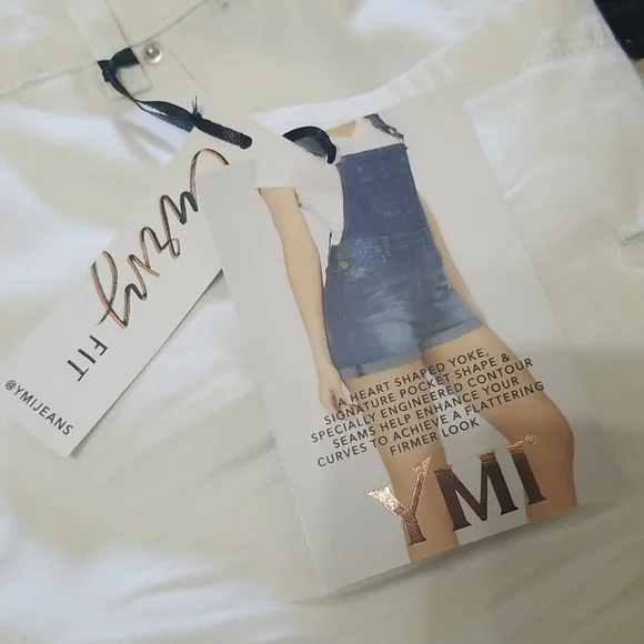 YMI Jean's Curvt Fit White Shortalls - Picture 2 of 8